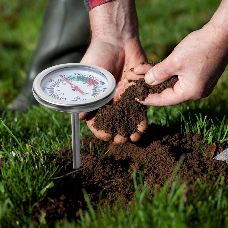 Backyard Compost Thermometer 16 Inch(No Batteries), Stainless Steel Soil Testing