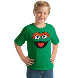 Animation Shops Oscar The Grouch Face Youth T-Shirt (Small) Green