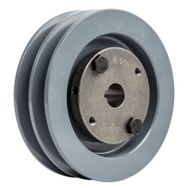 Cast Iron 4.5" 2 Groove Dual Belt A Section 4L Pulley with 5/8" Sheave Bushing