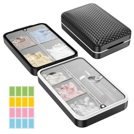 라벨이 있는 약통 여행용 밀폐 대용량 8칸 사용 방습 [보라색] Travel-sized airtight large-capacity pillbox with labels, 8 compartments [Purple]