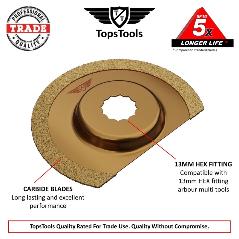 3 x 65mm TopsTools RV65C_3 Carbide 13mm HEX Fitting Grout