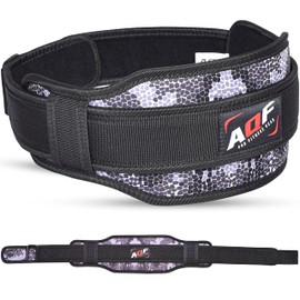 AQF Weight Lifting Belt Back Support Contoured 5.5 Inch Neoprene Back & Core Lumbar Support for Bodybuilding, Powerlifting, Squats, Deadlifts, Strength Training & Exercise (Dotted Camo, XL)
