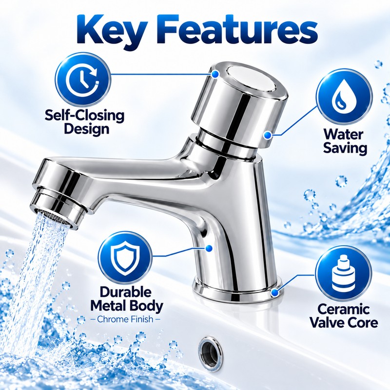 G1/2 BSPP Self-Closing Basin Faucet for 32–35mm Mounting Holes –