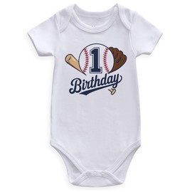 Guzcadun Baseball first birthday baby clothes 1st birthday baby baseball outfit boy girl white 12-18 months