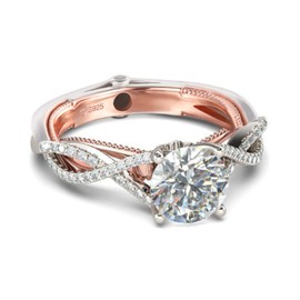 Jeulia Two Tone Sterling Silver Rings for Women: Round Cut Twisted Rows Eternity Ring Promise Ring Engagement Ring Cubic Zirconia Jewelry Anniversary Gift, Sterling Silver