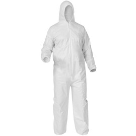 Kleenguard A35 Disposable Coveralls (38938), Liquid and Particle Protection, Hooded, White, Large, 25 Garments / Case