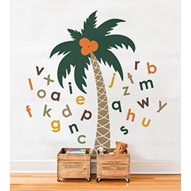 Simple Shapes Alphabet Palm Tree Wall Decal (Scheme C)