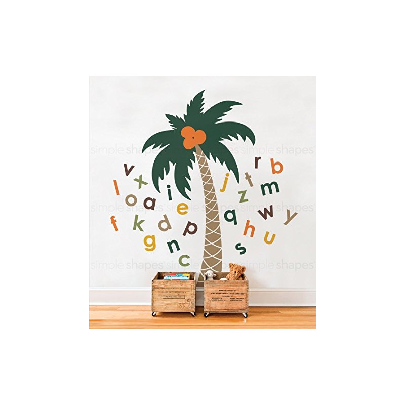 Simple Shapes Alphabet Palm Tree Wall Decal (Scheme C)