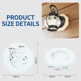 Vinyl Siding Mounting Blocks, Outdoor Light Octagon Mount Block With Built-in Electrical Box for 1/2 Inch Lap Double and 4 Inch Siding (2, White)