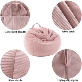 LPMOERA Stuffed Animal Storage Bean Bag Chair Cover (No Filler) for Kids and Adults.Pets Dogs/Cats Lazy Beds.Soft Premium Corduroy Stuffable Bean Bag for Organizing Children Plush Toys or Memory Foam