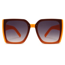 YAMEIZE Square Sungalsses Oversized for Women Ladies Designer Vintage Retro Square Frame Trendy Big Sunglasses UV400 Orange Grey