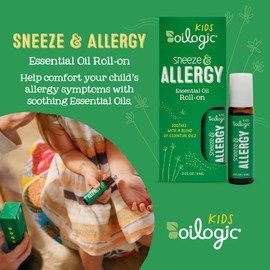 Oilogic Roll-On Essential Oils for Kids - Gentle Essential Oil Blends Soothe & Support Sneeze & Allergy - Safe for Children, Pediatrician-Tested, Mess-Free Application for Kids & Toddlers, 0.3 Fl Oz
