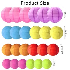 Colourful Paper Lanterns, Pack of 24 Lampshade, Paper Lanterns, Paper Lanterns, Colourful Paper Lantern, Paper Lantern, Round Paper Lantern