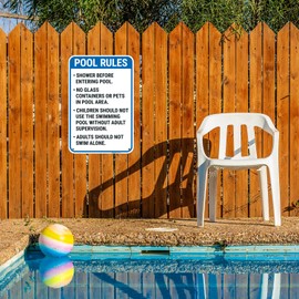 Pool Rules Shower Before Entering Pool No Glass Containers Or Pets in Pool Area North Carolina Sign, 24x36 Inches, 0.63 Aluminum, Made in USA