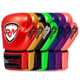 RingMaster Sports Kids Boxing Gloves Carbon Leather Training Sparring Punch Bag Mitt (Red, 2 oz)