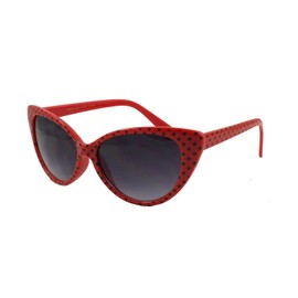 retroUV® - Polka Dot Cat Eye Women Mod Fashion Super Cat Sunglasses, Red black dot with retro UV bag
