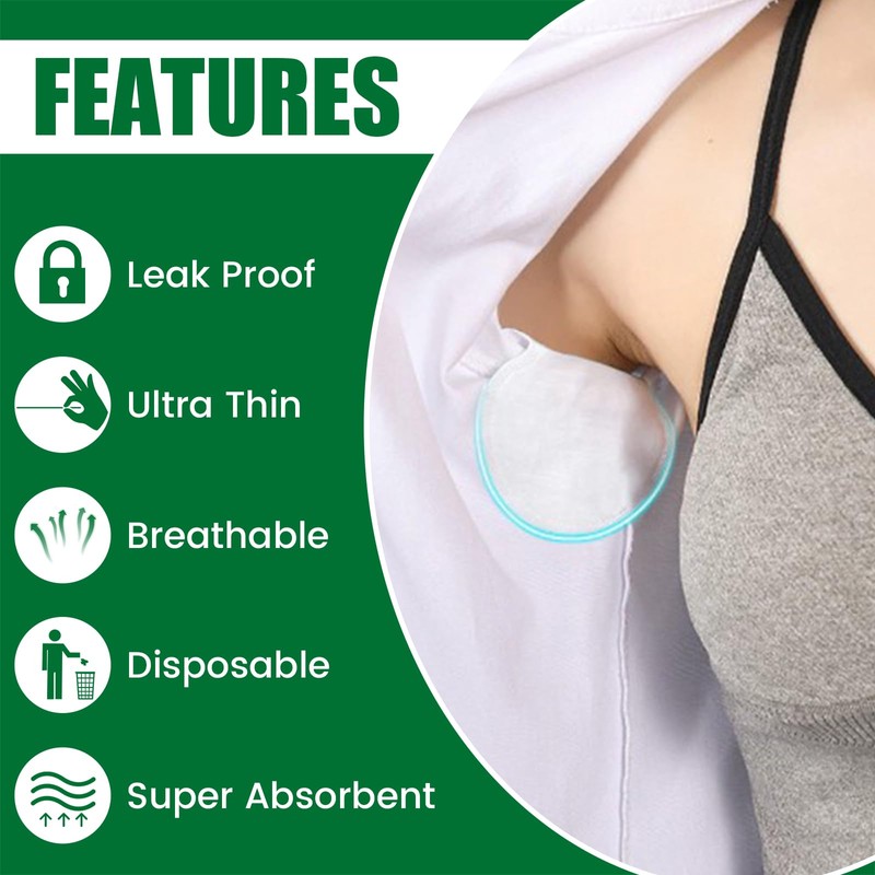 100PCS Underarm Sweat Pads, Non-woven Disposable Armpit Sweat Pads, Antiperspirant
