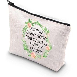 PLITI Cub Scout Leader Gifts Behind Every Good Cub Scout is a Great Leader Cosmetic Makeup Bag Scouting Gift(Leader Behind cub Scout BU)