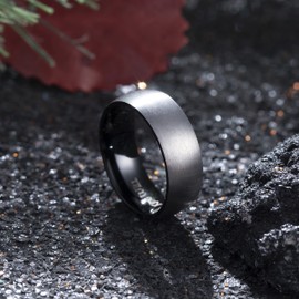 King Will Basic 2mm 4mm 6mm 8mm Tungsten Carbide Ring for Men Women Engagement Wedding Band Black/Silver/Gunmetal Domed Matte Brushed Finish Comfort Fit Size 4-15 - 8mm Silver-Black Size 14