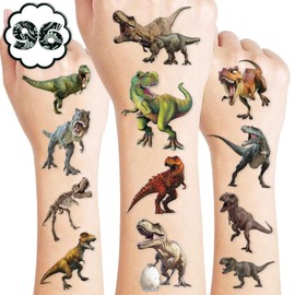 108 piezas de tatuajes temporales de dinosaurio T Rex para fiestas de cumpleaños, decoraciones, suministros de decoración, pegatinas 3D de Tyrannosaurus Rex Dino Trex, lindas para niños pequeños,