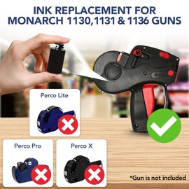 Perco Ink Roll for Monarch 1130, 1131 and 1136 Price and Date Guns - Pack of 4 Replacement Inkers for Monarch 1130, 1131 and 1136 Labelers - Easy to Load, Premium, Clear & Bold Prints - Made in USA