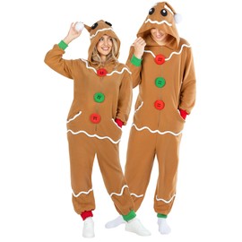 Morph Unisex Gingerbread Man Costume Women, Gingerbread Costume Adult Christmas Costumes For Adults XL