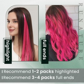 RUNATURE Micro Pink Hair Extensions Human Hair Hot Pink Micro Ring Extensions Pink Micro Loop Hair Extensions Human Hair 20 Inch 25 Gram