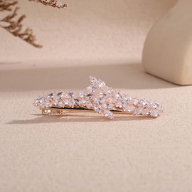Kercisbeauty Small Crystal Leaves Rose Gold Hair Clip for Wedding Brides Bridesmaid Women Hair Accessories (Rose Gold)