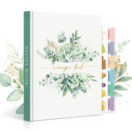 Lanpn Blank Recipe Book Cookbook to Write in Your Own Recipes, A5 Leather Cover Waterproof Empty Cooking Journal for 70 Recipes, Recipe Notebook with Stickers to Organize Your Family Recipes
