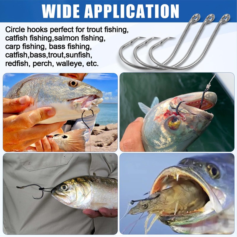 Circle Hooks Saltwater Catfish Fishing Hooks,50/100pcs Octopus Offset Sport Circle