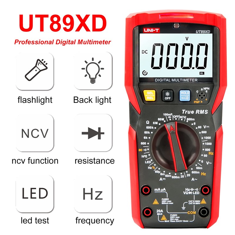 UNI-T UT89XD TRMS Digital Multimeter AC DC Voltmeter Ammeter Capacitance