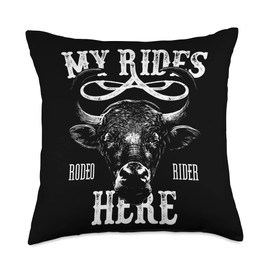 Bull Riding PBR Rodeo Bull Riders Cowboys Western Ranch Throw Pillow