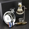 Premium 4 Piece Men's Shaving Set - Horn Replica Set