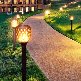 Grand patio Outdoor 8 Packs Solar Lights, Water-Resistant Flickering Flames Torch Light, Landscape Decoration Lighting for Garden Yard