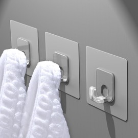 Latoxcaa Large Adhesive Hooks, 10 Pack Heavy Duty Utility Hooks for Hanging 33lb, Damage Free Sticky Hanging Hooks, No Trace Self-Adhesive Wall Hooks for Kitchen Bathroom Office Multiple Uses