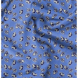 Soimoi Leaves Print - Blue, Canvas Fabric Material - 56 Inch Wide, 1 Meter, Unstitched Fabric For Upholstery, Bags, Workwear And Outdoor Gear.