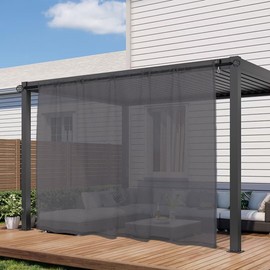 youleyar Sheer Outdoor Curtains for Patio Waterproof 2 Panels Linen Look Rod Pocket Indoor Grey Voile Curtain for Living Room, Bedroom, Porch, Pergola, Cabana, Gazebo(100x120 Inch, Dark Gray)