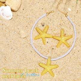 Reaky Starfish Necklaces Gold Necklace Earrings Set 2 Pcs Summer Beach Necklaces for Women (Gold star)