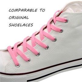 VSUDO 140 cm Flat Pale Pink Shoe Laces for Trainers, 8mm Trainer Laces, Canvas Sneakers Shoelaces for Women or Men (2 Pairs-Light Pink-140CM)