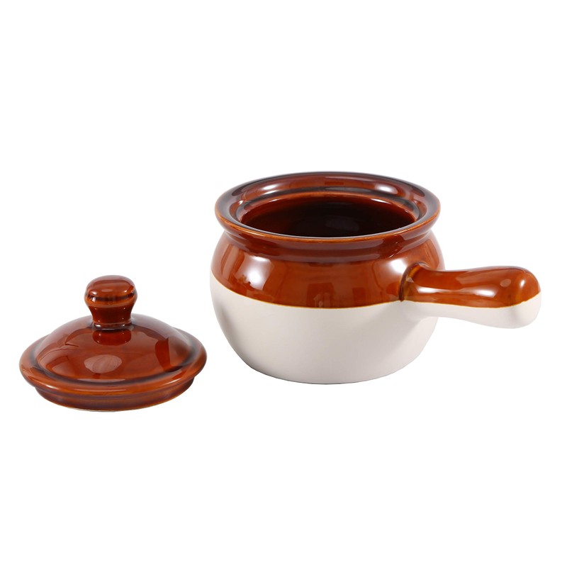 Individual French Onion Soup Crock Chili Bowls with Handles and