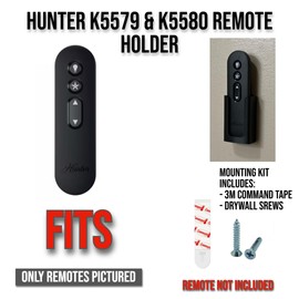 Remote Holder Wall Mount for Hunter K5579 & K5580 Ceiling Fan Remotes, Black (Two Pack)