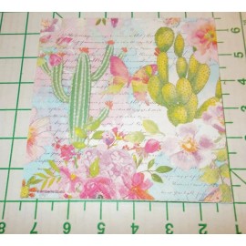 Unbranded Two Decorative Luncheon Napkins for Decoupage "Rose and Cactus" pastels