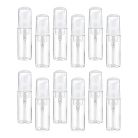 QUARKZMAN 60 ml Empty Foam Pump Bottle, Pack of 12 Travel Foam Soap Dispenser, Empty Refillable Plastic Pump Bottle for Eyelash Shampoo, Hand Soap, Clear, White