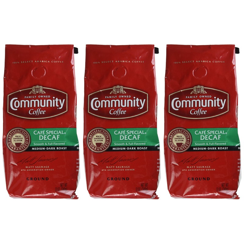 Community Coffee Cafe Special Decaf Ground Coffee, 12 Ounce (Pack