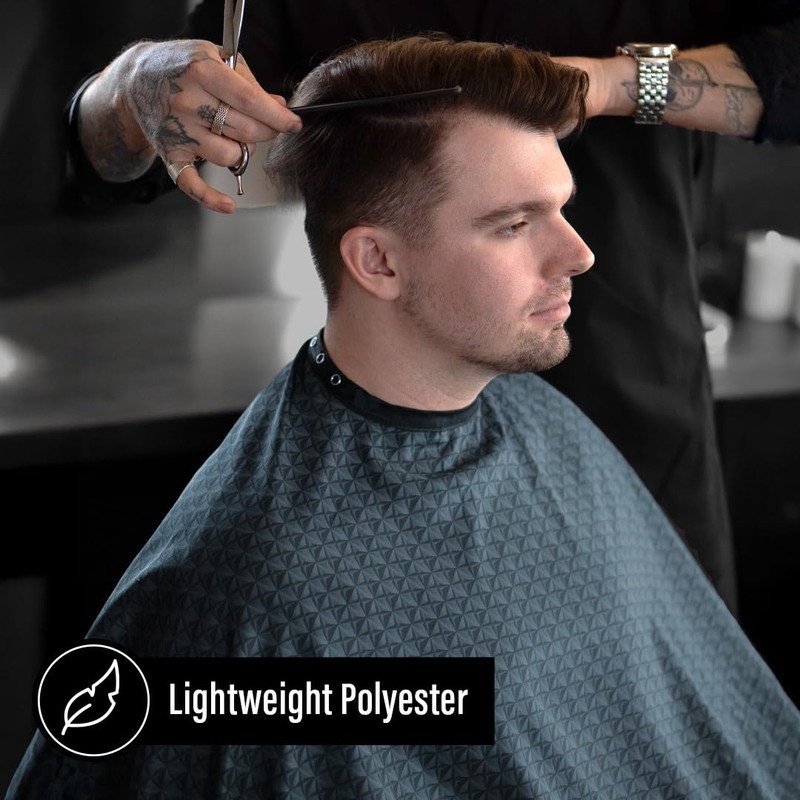 BD Barber Diamond Grid Barber Cape - Snap Closure, Water-Resistant,