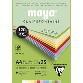 Clairefontaine - Ref 975332C - Maya Pastel Coloured Drawing Pad (Pack of 25 Sheets) - 120gsm Paper - A4 (29.7 x 21cm) - Assorted Colour - Deep Dyed, Acid Free, pH Neutral