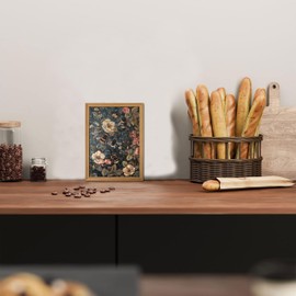 Framed 3D Textured Vintage Wall Art - Dark Academia Bumble Bee Hand Drawn Sandstone Paintings with Botanical Florals, Aesthetic Wall Decor for Living Room Bedroom Home 8x10 inch