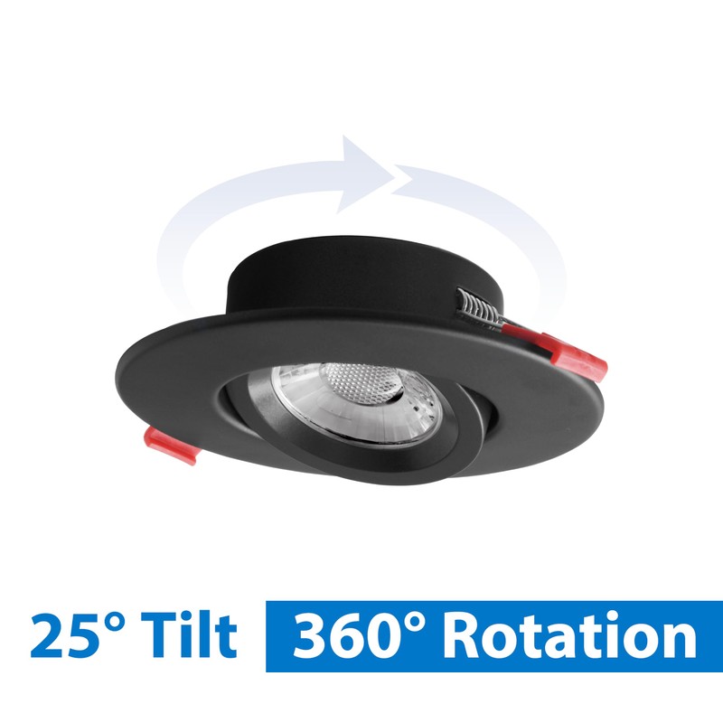 NICOR Lighting DGC 4-inch Black Selectable Canless Adjustable Gimbal LED