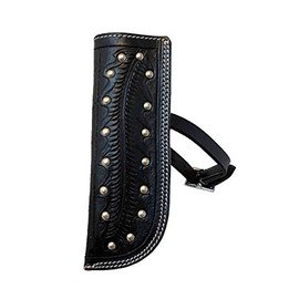 Equitem Feather Tooled Leather Flag Carrier for Saddle (Brown)