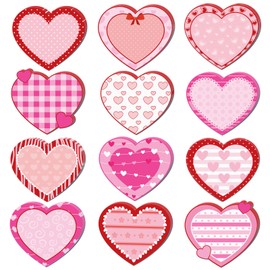 Qpout 24 Pack Pink and Red Love Heart Sticky Notes, 3.9x3.4 inch Valentines Day Small Sticky Notes, Mini Sticky Notes Bulk, Love Self Stick Notes